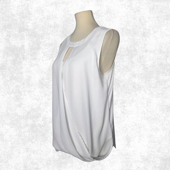 41 Hawthorn White Draped Blouse w/ Keyhole Front & Back Tie – Size M - Picture 5 of 5